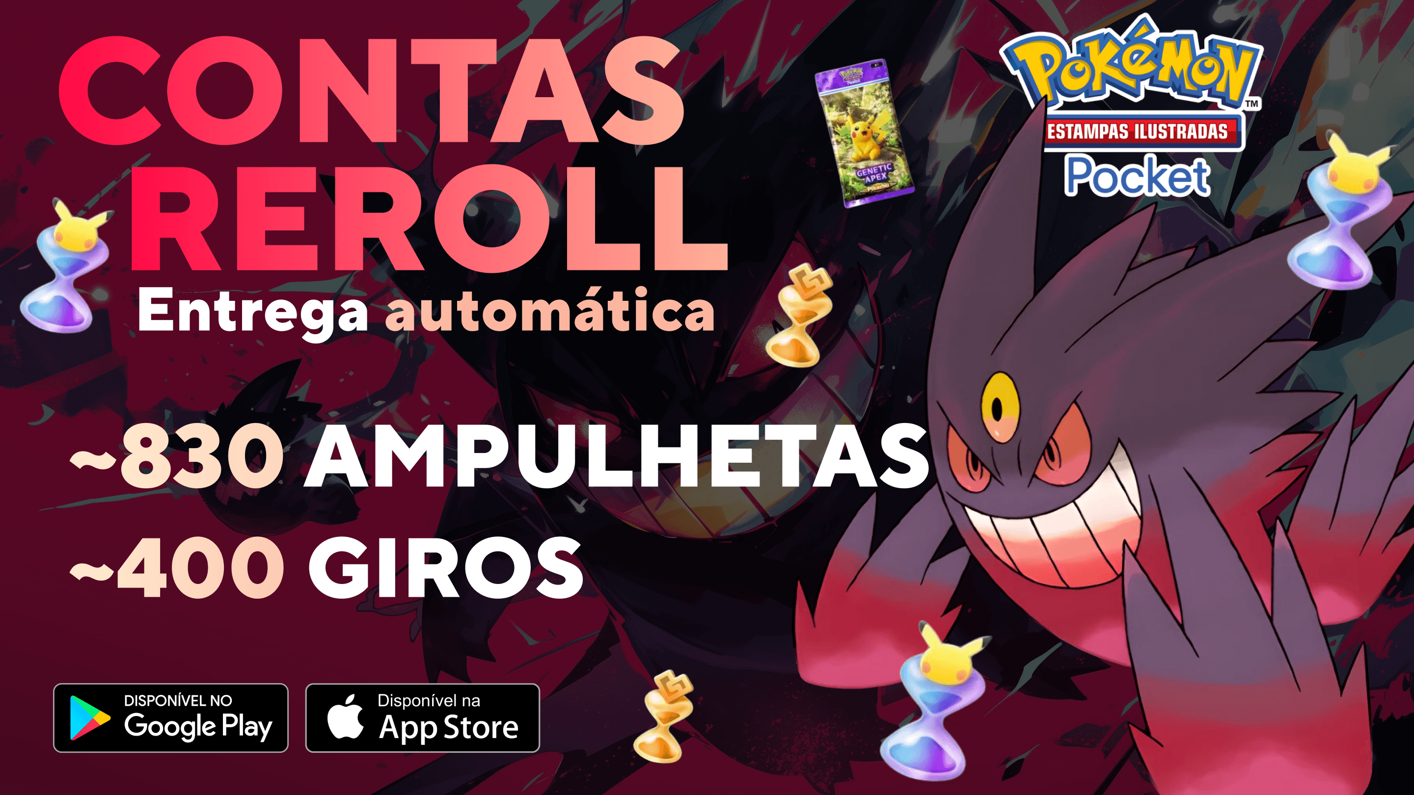 Pokémon TCG Pocket com 3100 Ampulhetas e Cartas Crown/Shiny